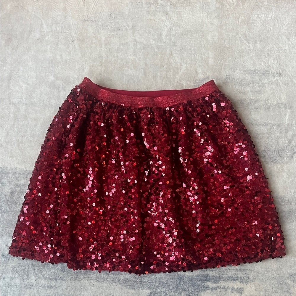 (093)Cat & Jack Sparkling Red Sequin Mini Skirt